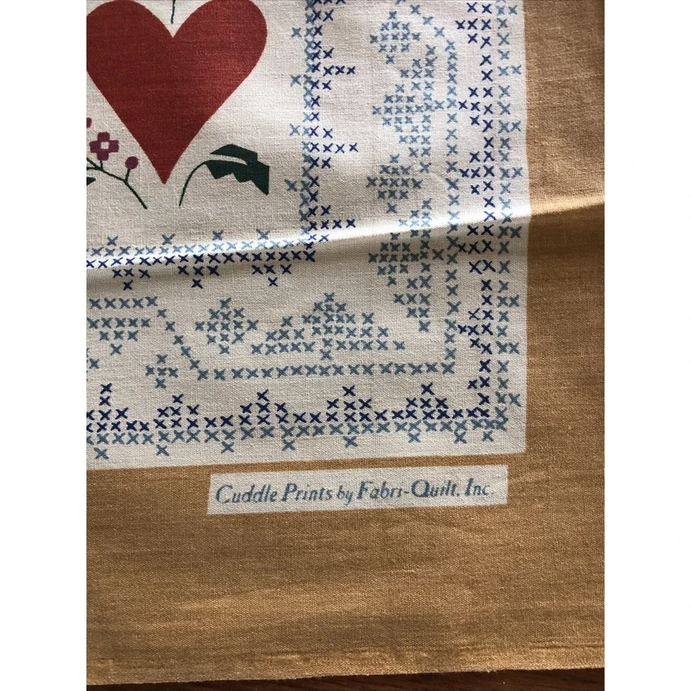 Vtg Cuddle Prints Cheater Quilt Fabric Primitive Folk Art Large Panel 36x45 USA